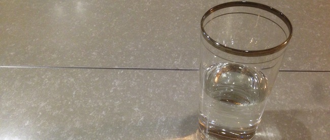 A half-full glass of water